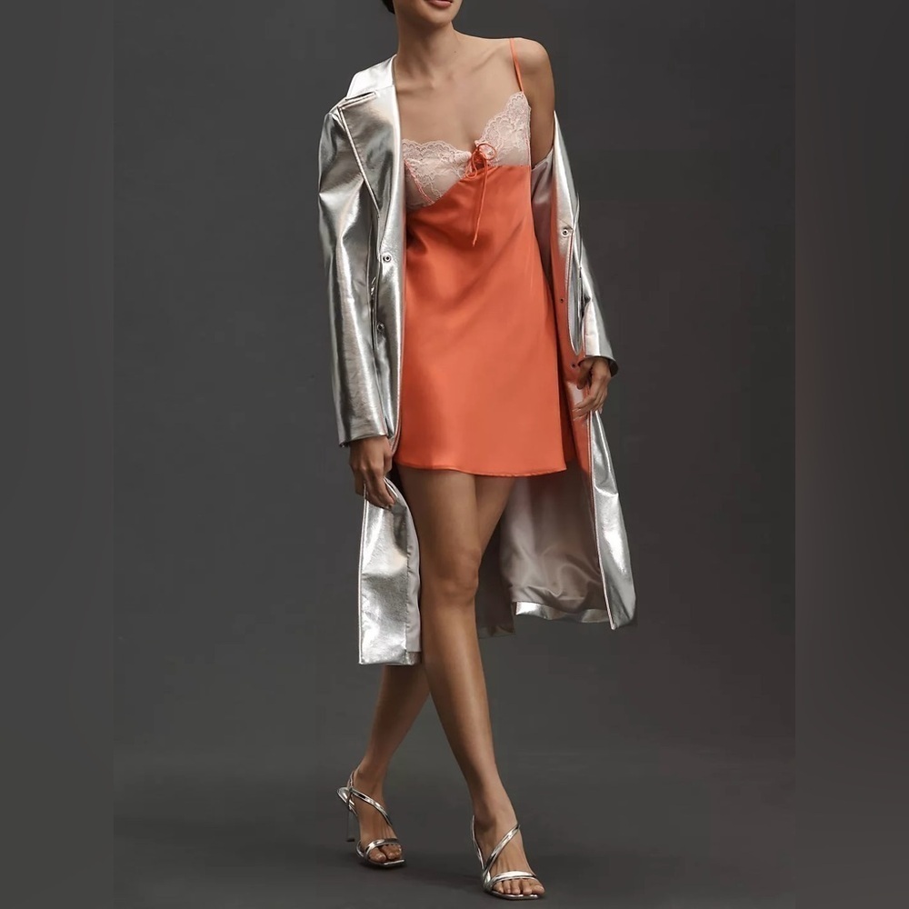 NWT Size M - By Anthropologie Silky Lace Slip Dress